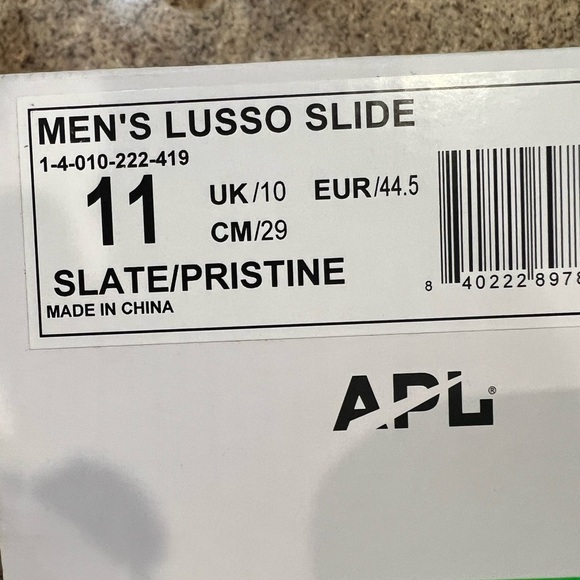 APL Athletic Propulsion labs MEN'S LUSSO SLIDE SLATE/PRISTINE size 11 Leather - Picture 8 of 8